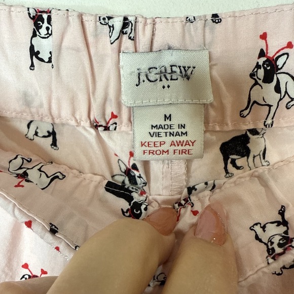 J.Crew Pajama Pants Womens M Pink Frenchie French Bulldog Pull On Elastic Waist - Picture 6 of 7